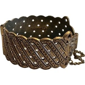 Vintage Kalevala Koru Bronze Made in Finland Hinged Bracelet "Hattelmala" Design